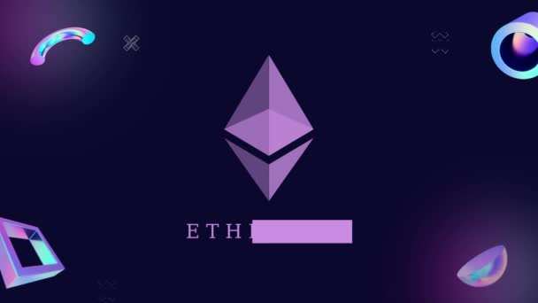 여기에 Eth 있습니다 Eth Coin Cryptocurrency 컨셉트 그라운드 Etherum Illustration — 비디오