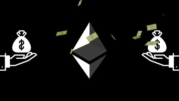 Ethereum Eth Banner Eth Coin Cryptocurrency Concept Banner Background Ethereum — Stok video