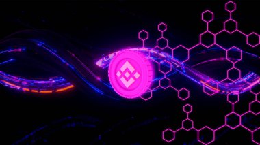 Soyut arkaplanda BNB logosu. BNB şifreleme para birimi simgesi