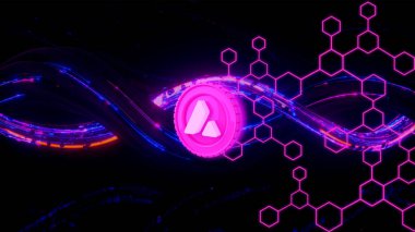 Mavi soyut arkaplanda çığ (AVAX) simgesi. Avax şifreleme para birimi.