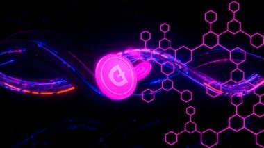 Dogecoin Doge bayrağı. DOGE para kripto para kavramı pankart arkaplanı