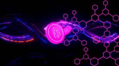 EOS şifreli para birimi. Taştan arka planda EOS. EOS