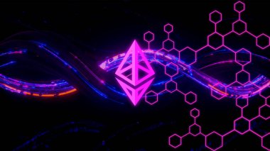 Ethereum ETH bayrağı. ETH para kripto para kavramı pankart arkaplanı.