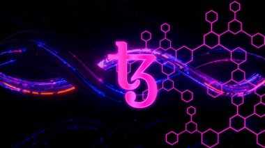 Tezos şifreli para birimi. Tezos soyut arkaplan üzerine.