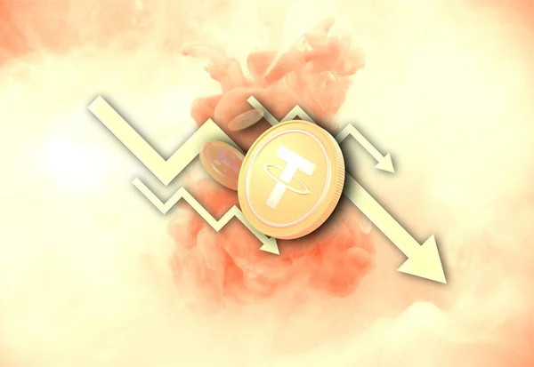 Tether Cryptocurrency Rendering Tether Logo — Stok fotoğraf
