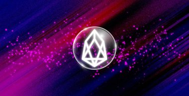 EOS şifreli para birimi. Soyut arkaplanda EOS. EOS