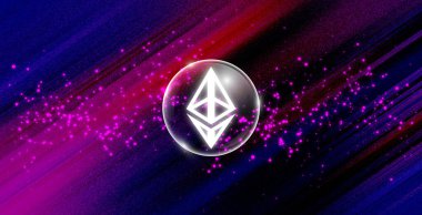 Ethereum ETH bayrağı. ETH para kripto para kavramı pankart arkaplanı.