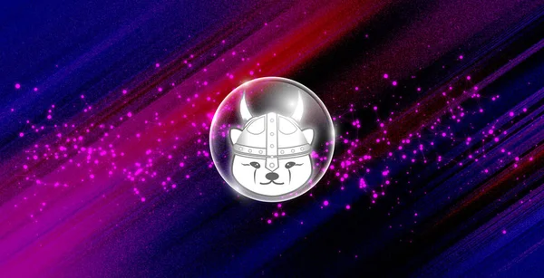 Floki inu şifreleme parası. Soyut arkaplanda Floki. FLOKI