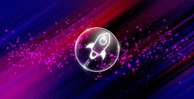 Yıldız kripto para sembolü. Engelleme teknolojisi. Soyut arkaplanda yıldız.