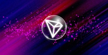 Tron (TRX) kripto para birimi. Soyut arkaplanda Tron