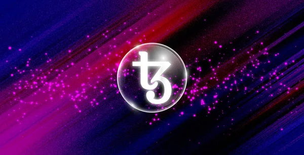 Tezos Kryptowaluta Tezos Abstrakcyjnym Tle — Zdjęcie stockowe