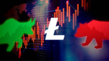 Çakmak para (LTC) kripto para birimi. Soyut arkaplanda bozuk para