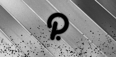 Polkadot (DOT) şifreli para birimi temalı pankart. Modern soyut arkaplanda Polkadot madeni veya DOT simgesi