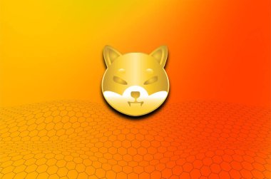 Shiba kripto para birimi temalı pankart. Shiba (SHIB INU) simgesi