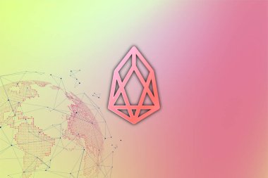 EOS şifreli para birimi. Soyut arkaplanda EOS. EOS