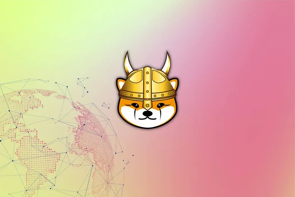 Floki inu şifreleme parası. Soyut arkaplanda Floki. FLOKI