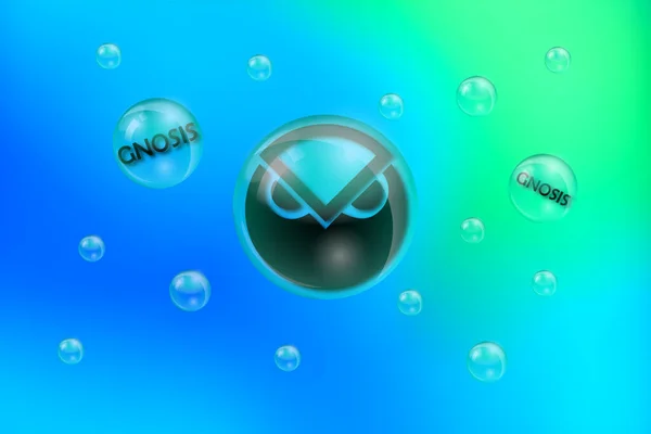 Soyut arkaplanda Gnosis kripto para birimi sembolü