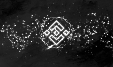 Soyut arkaplanda BNB logosu. BNB şifreleme para birimi simgesi.