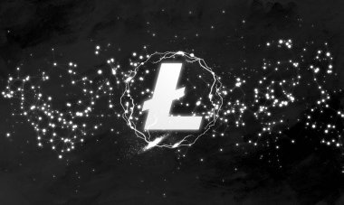 Çakmak para (LTC) kripto para birimi. Soyut arkaplanda bozuk para
