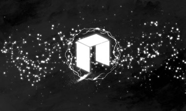 Neo kripto para birimi. Soyut arkaplanda neo. Neo logosu.