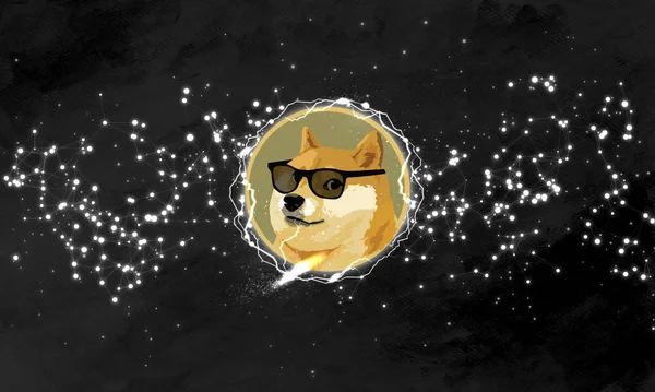 Dogecoin Doge Zászló Doge Érme Cryptocurrency Koncepció Banner Háttér — Stock Fotó