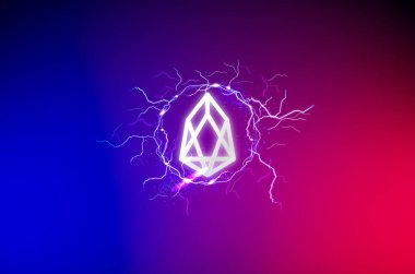 EOS şifreli para birimi. Taştan arka planda EOS. EOS