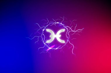 Soyut arkaplanda sanal sistem, sanal sıcak kripto para birimi sembolü