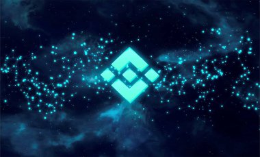 Soyut arkaplanda BNB logosu. BNB şifreleme para birimi simgesi.