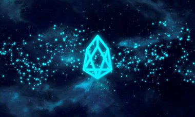 EOS şifreli para birimi. Soyut arkaplanda EOS. EOS