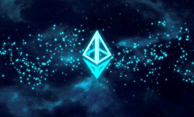 Ethereum ETH bayrağı. ETH para kripto para kavramı pankart arkaplanı.