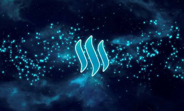 Steem crypto para birimi. Soyut arkaplanda Steem.
