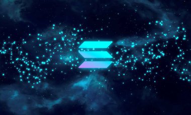 Solana şifreli para birimi. Soyut arkaplanda solana.