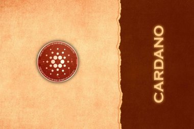 Cardano ADA para sembolü şifreli para birimi temalı arkaplan tasarımı.