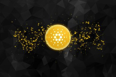 Cardano ADA para sembolü şifreli para birimi temalı arkaplan tasarımı