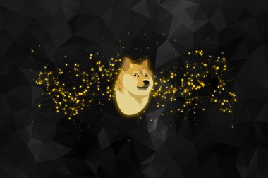 Dogecoin Doge bayrağı. DOGE para kripto para kavramı pankart arkaplanı.
