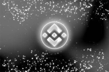 Soyut arkaplanda BNB logosu. BNB şifreleme para birimi simgesi.