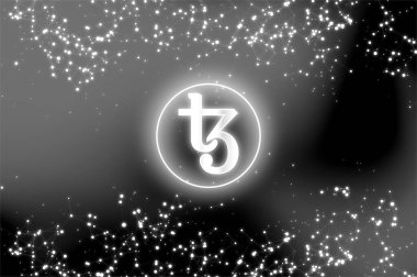 Tezos şifreli para birimi. Tezos soyut arkaplan üzerine.