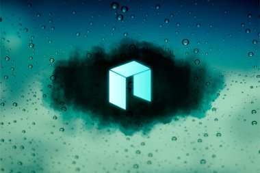 Neo kripto para birimi. Soyut arkaplanda neo. Neo logosu.