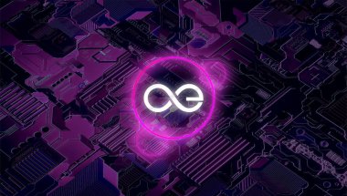 Soyut arkaplanda sonsuzluk simgesi. Sonsuzluk kripto para birimi..