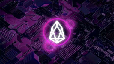 EOS şifreli para birimi. Soyut arkaplanda EOS. EOS