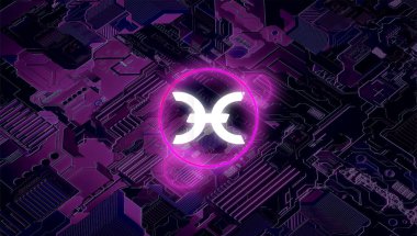 Soyut arkaplanda sanal sistem, sanal sıcak kripto para birimi sembolü