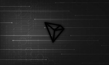 Tron (TRX) kripto para birimi. Soyut arkaplanda Tron