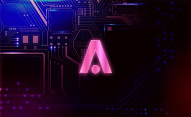 Soyut arkaplanda Aion simgesi. Şifreleme para birimi.