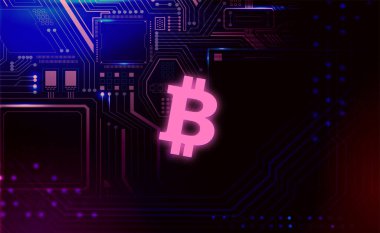 Bitcoin BTC pankartı. BTC para kripto para kavramı pankart arkaplanı.