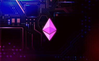 Ethereum ETH bayrağı. ETH para kripto para kavramı pankart arkaplanı.