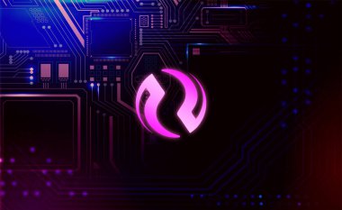 Enjektif Protokol (INJ) şifreleme madeni para sembolü. Engelleme teknolojisi. 