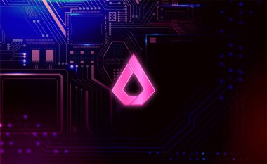 Lisk cryptocurrency coin symbol. Blockchain technology.