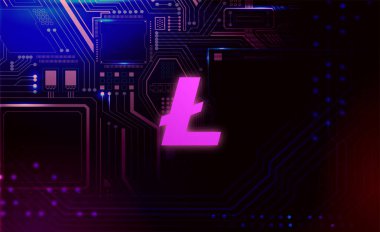 Çakmak para (LTC) kripto para birimi. Soyut arkaplanda bozuk para