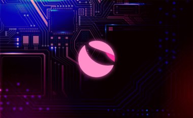 Terra Luna kripto para birimi. Soyut arkaplanda Luna