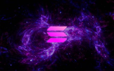 Solana şifreli para birimi. Soyut arkaplanda solana.